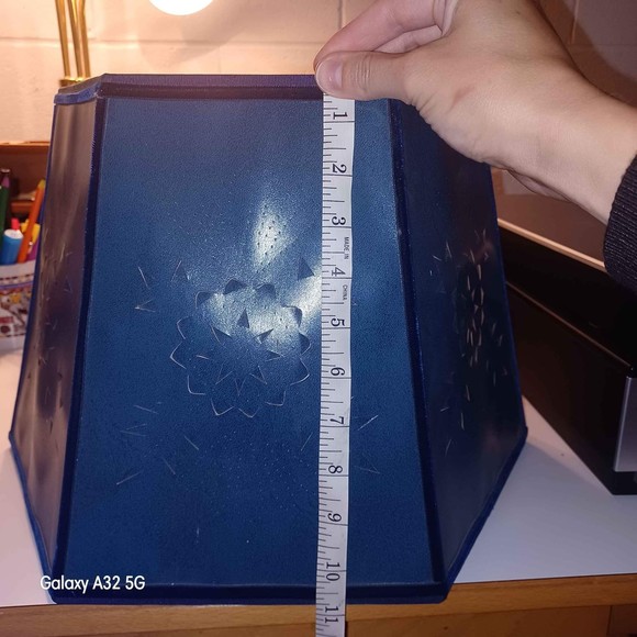 MCM hand pierced and cut blue hexagon paper lampshade - Picture 8 of 10